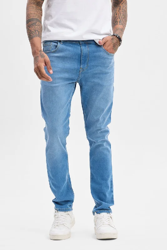 Blue Slim Fit Jeans Trendy Men's Oversized