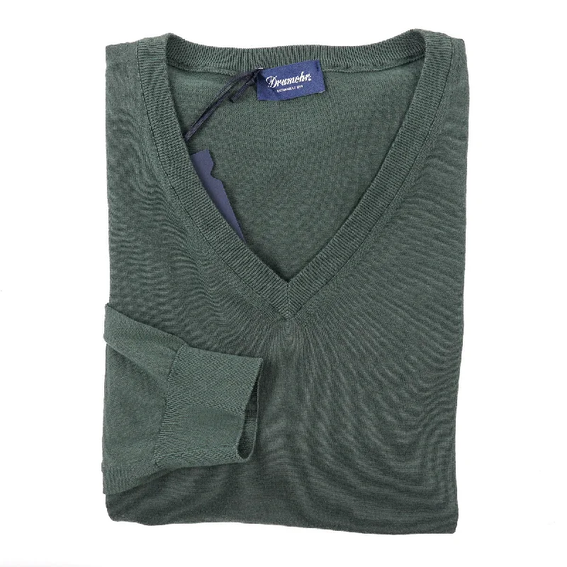 Drumohr Superfine Light Cotton Sweater Minimalist Men's Casual 