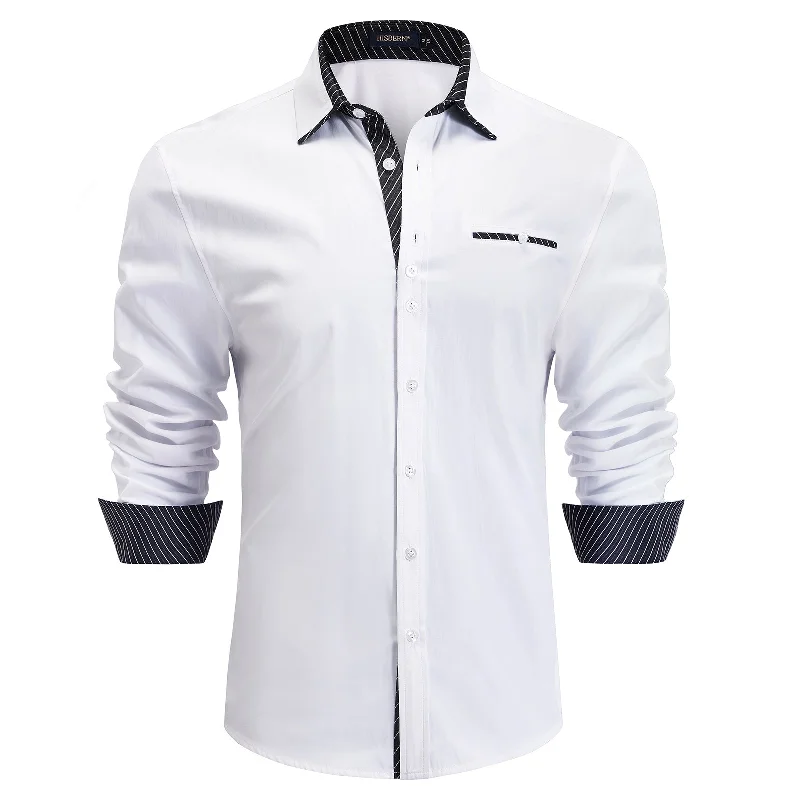 Men's Patchwork Dress Shirt with Pocket - WHITE/BLACK Lumberjack