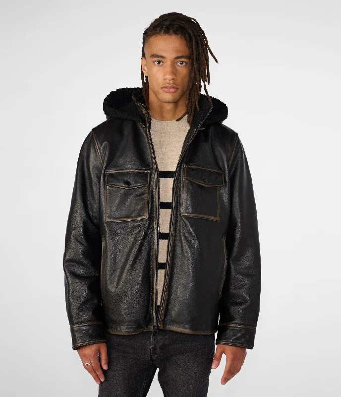 Joshua Shearling Jacket With Removable Hood Classic Men's Pin