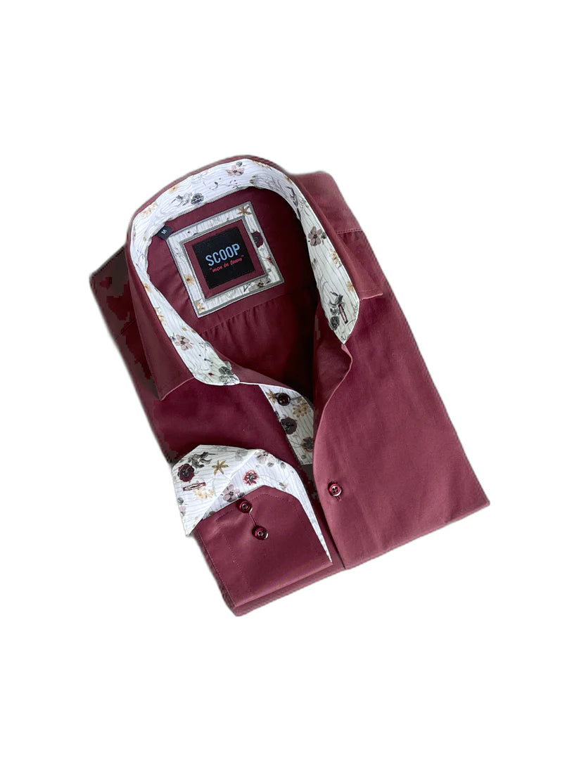 Scoop Dress Shirt - Novel/Burgundy Bohemian Men's Free