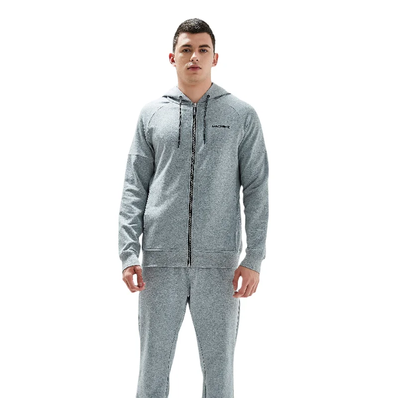 Great Jones Full Zip Cotton Hoodies in Grey Monochromatic Office Style