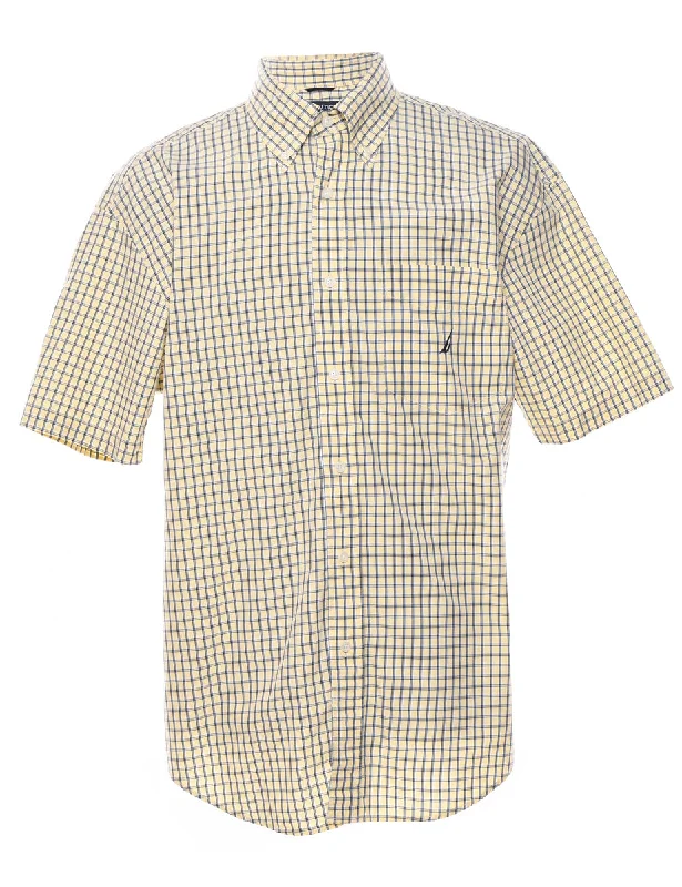 Nautica Short Sleeve Checked Shirt - L Streetwear Style