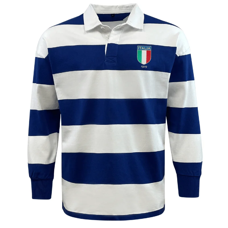 Nations of Rugby Italy Vintage Hooped Classic Jersey Trendy Men's Scandinavian