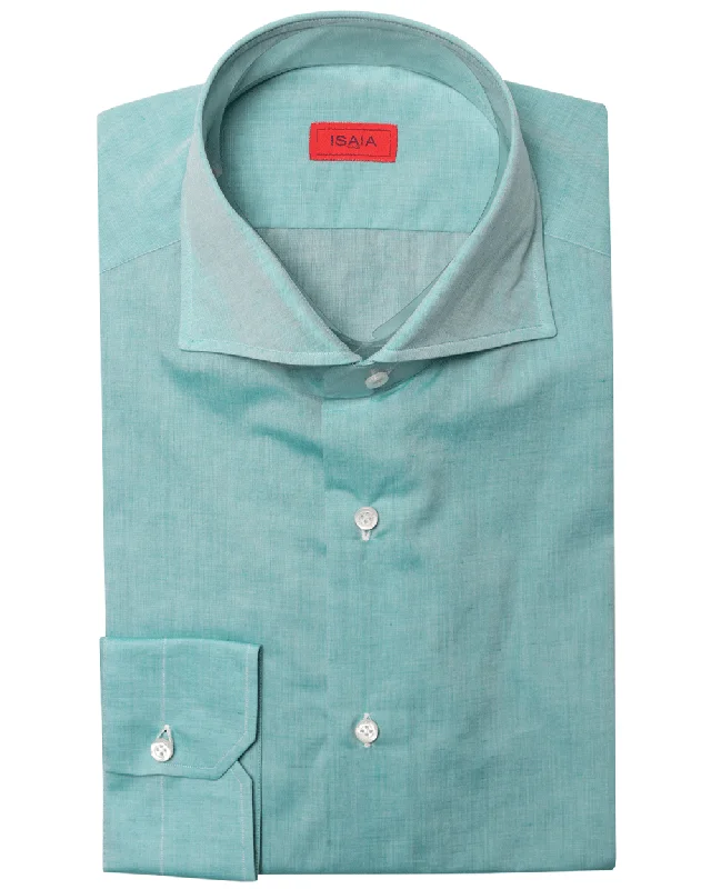 Heathered Green Cotton Blend Dress Shirt Dynamic Men's Moto