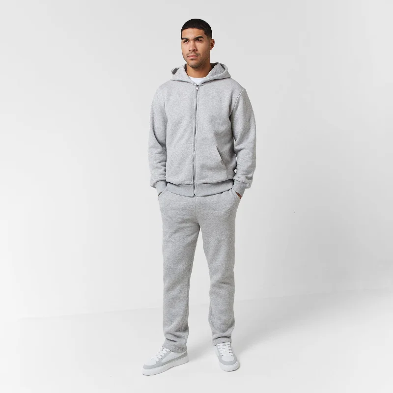 Relaxed Fit FZ Open Hem Tracksuit | Grey Marl Minimalist Men's Casual 