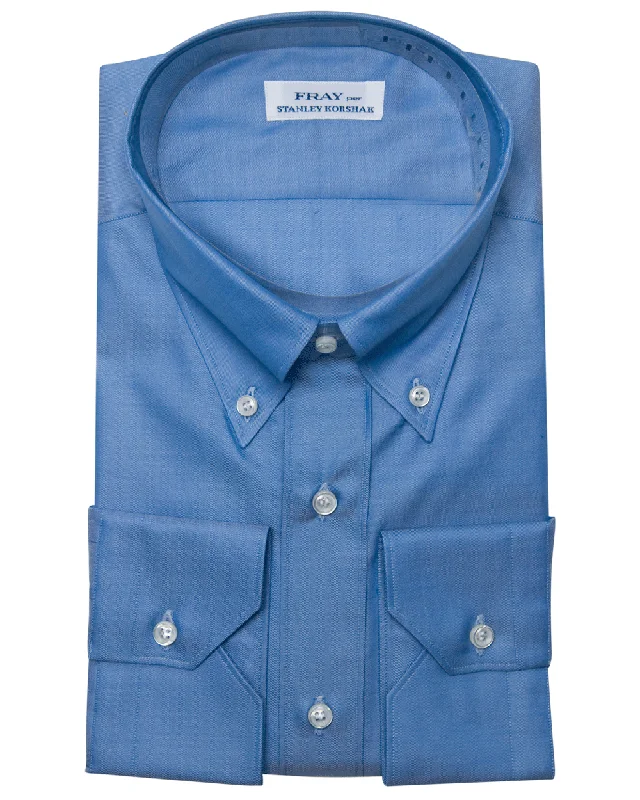 Solid Mid Blue Luxe Sportshirt Polished Men's Silk