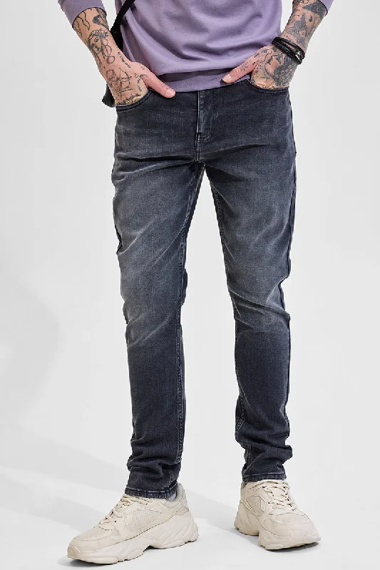 Charcoal Grey Slim Fit Jeans Rugged Men's Outdoor 