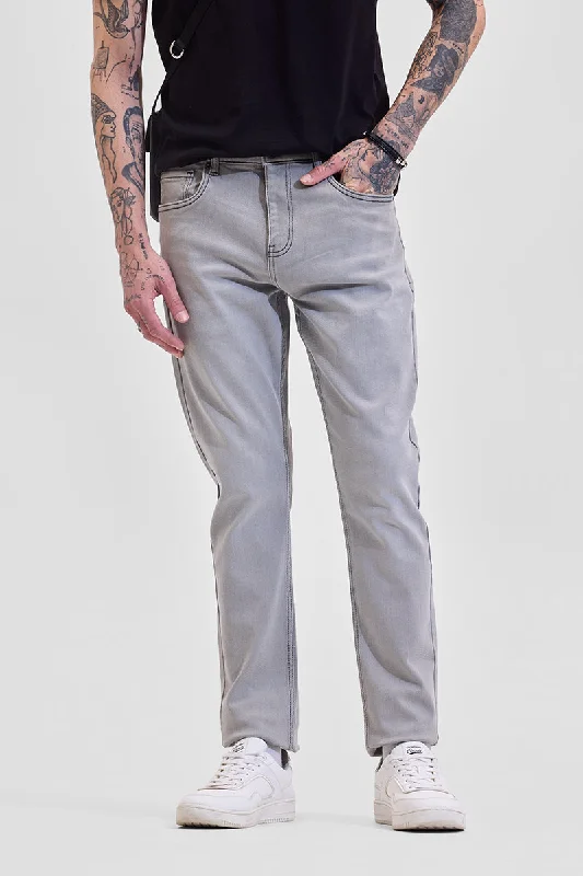 Grey Mid Rise Slim Fit Jeans Sporty Men's Tennis