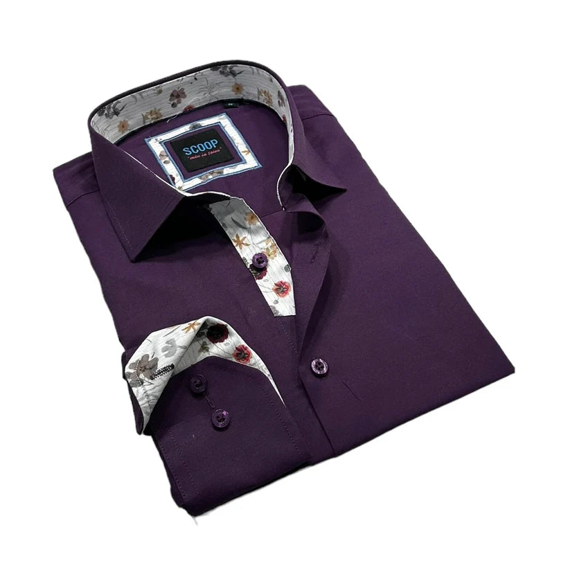 Scoop Dress Shirt - Novel/Purple Monochromatic Office Style