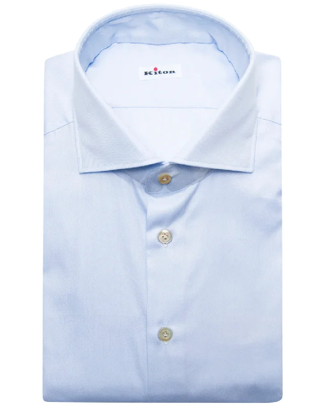 Blue Basic Twill Dress Shirt Modern Men's 