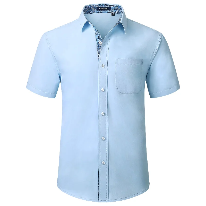 Men's Short Sleeve Shirt with Pocket - B1-BLUE Tough Men's Tactical