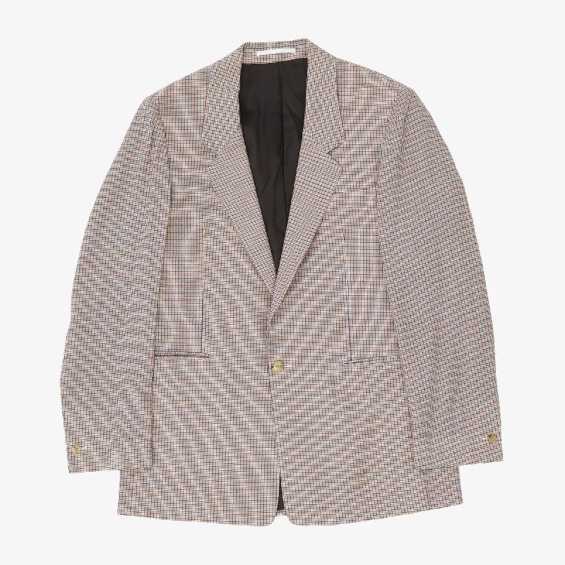 Check Wool Blazer Classic Men's Pin