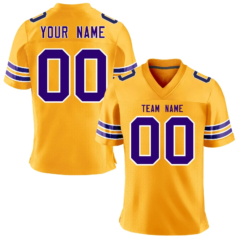 Custom Yellow Purple-White Personalized Classic Mesh Authentic Football Jersey Adventure