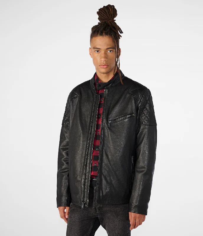 Weston Leather Jacket With Quilt Shoulder Sophisticated Men's French