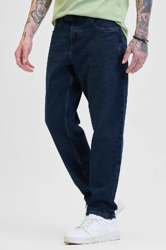 Navy Baggy Fit Jeans Sharp Men's Italian