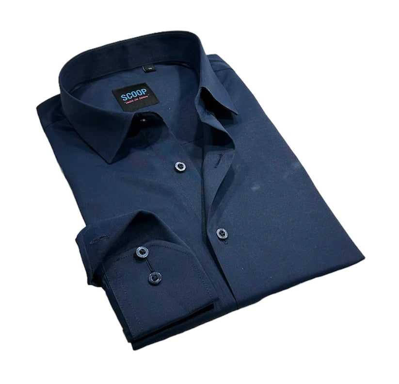 Scoop Dress Shirt - Grady/Navy Blue Hip Men's Retro