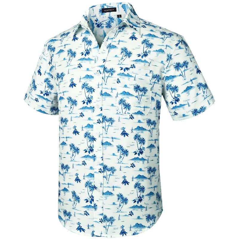 Hawaiian Tropical Shirts with Pocket - D-WHITE Bold Men's Statement