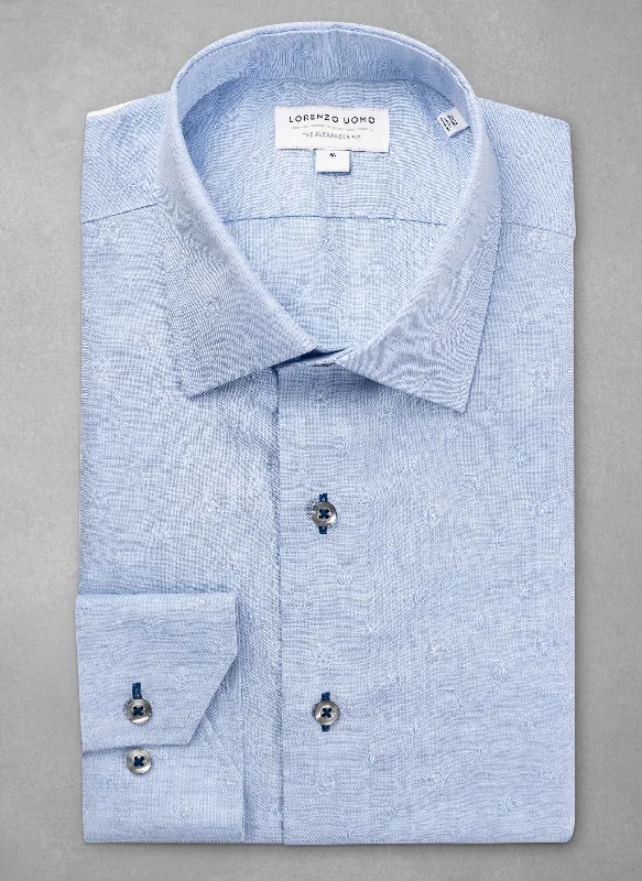 Alexander in "Mediterraneo" Jacquard Linen Shirt Polished Men's Satin