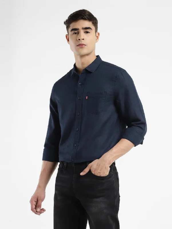 Men's Solid Slim Fit Shirt Hip Men's Retro