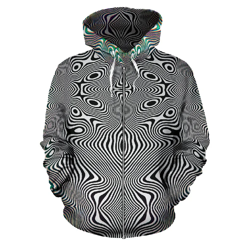 Prismatic Frequency II Unisex Zip Up Hoodie Monochromatic All