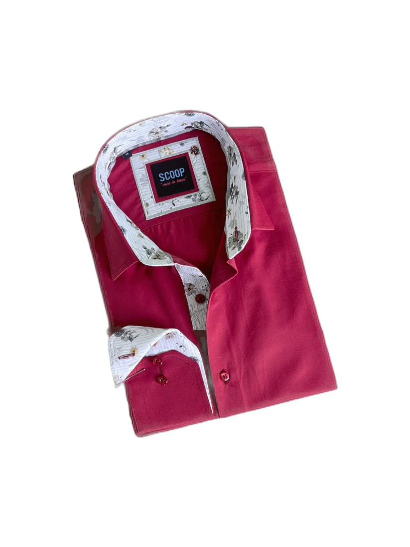 Scoop Dress Shirt -  Novel Cherry/Red Masculine Men's Thick