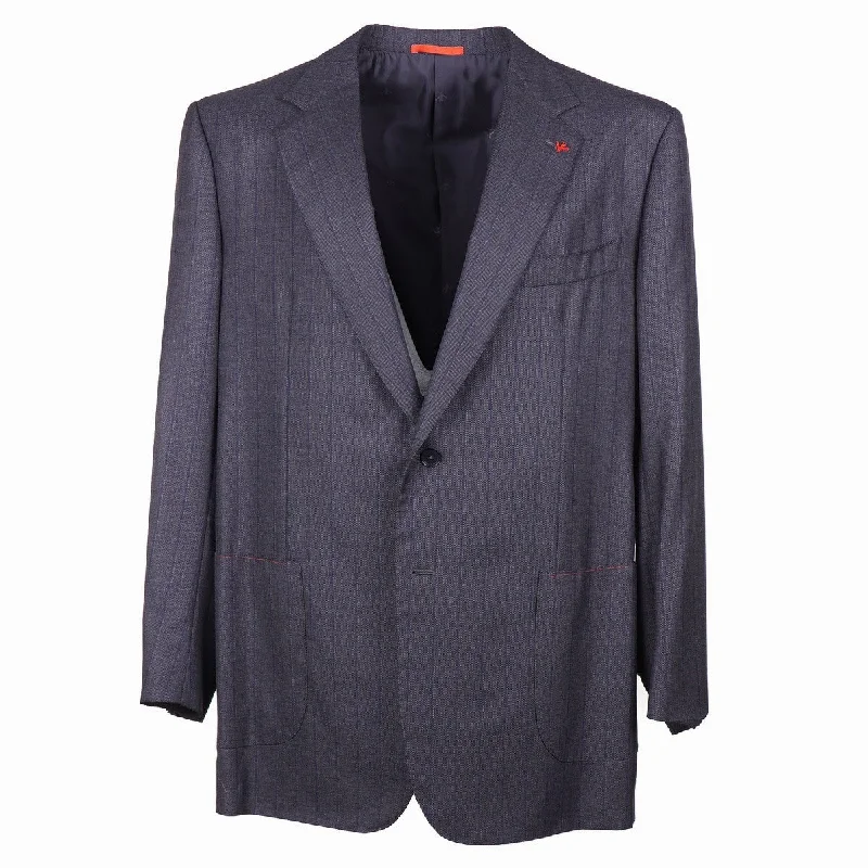 Isaia Gray Stripe Super 160s Wool Suit Elegant Men's Cashmere