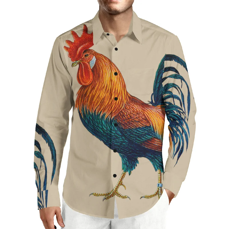 TMMG LUXURY ROOSTER COQ KALITE DRESS SHIRT Cool Men's Distressed