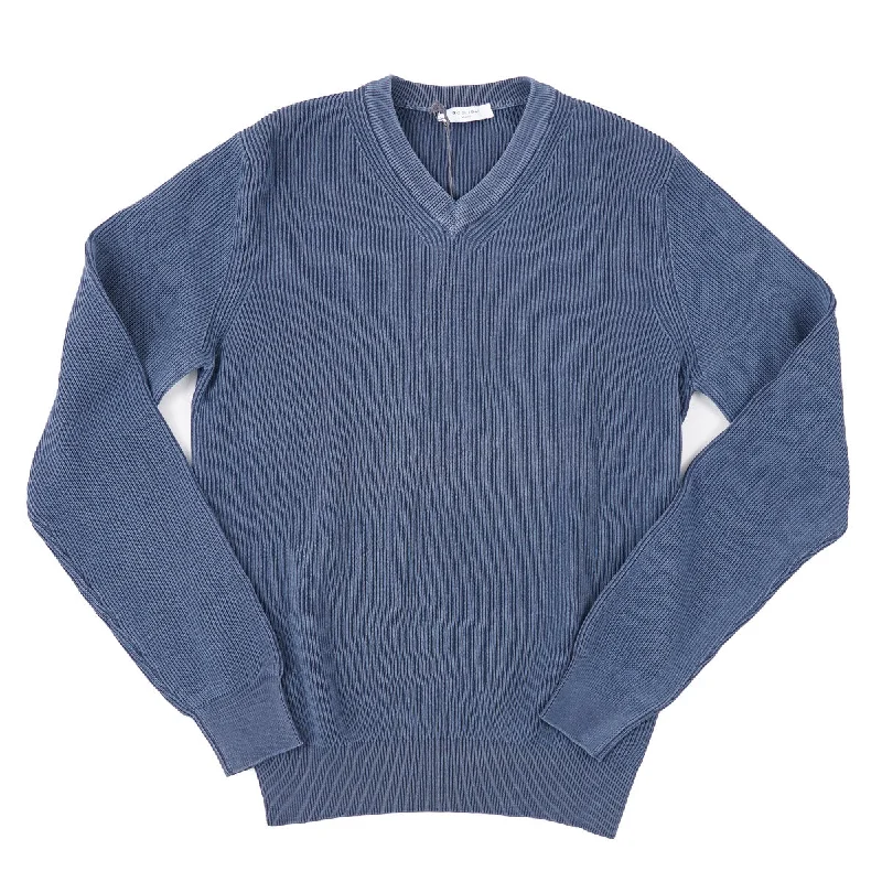 Boglioli Rib-Knit Cotton Sweater Earthy Men's Hemp