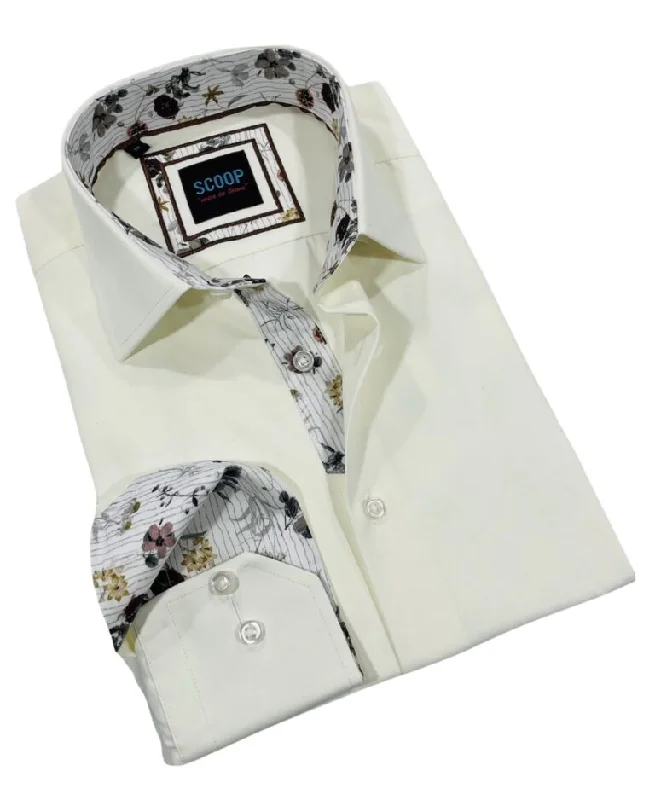 Scoop Dress Shirt - Novel/Cream Sophisticated Men's French