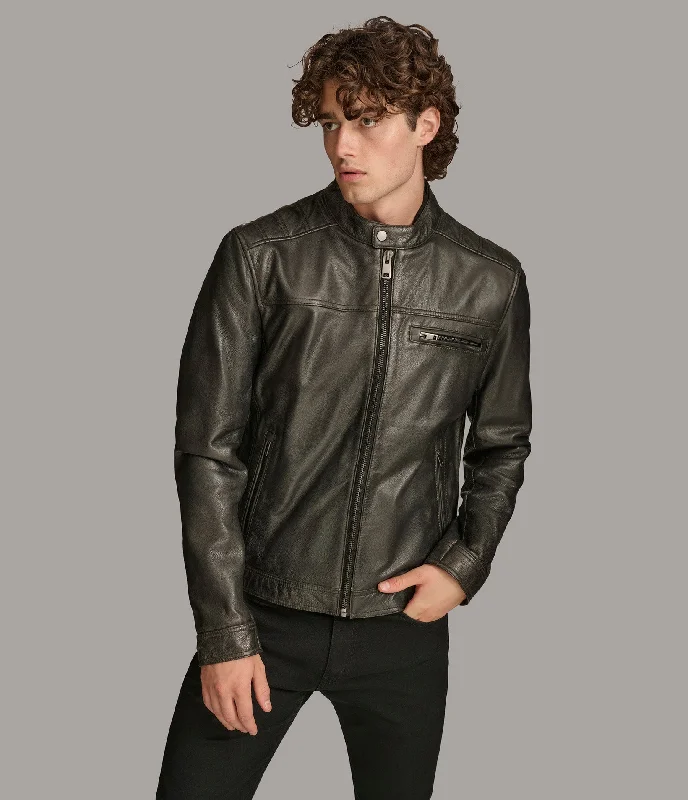 Ethan Moto Racer Jacket Casual Men's Short