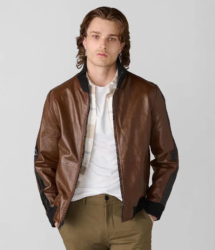 Thomas Bomber Leather Jacket Cozy Men's Winter