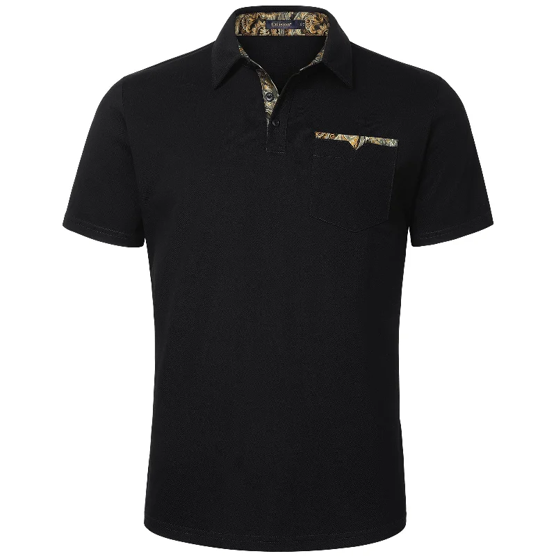 Men's Polo Shirt with Pocket - A4-BLACK2 Practical Men's Quick