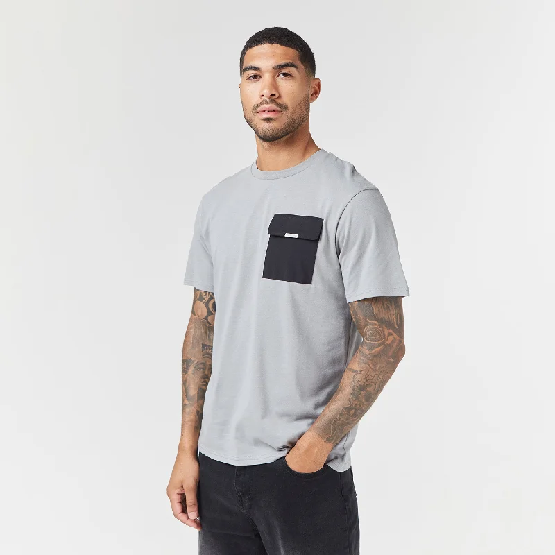 Tech Nylon Pocket T-Shirt | Grey Black Modern Men's Tech