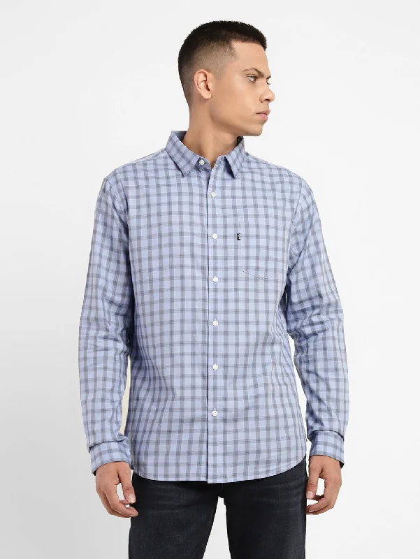 Men's Checkered Spread Collar Shirt Sporty Men's Tennis