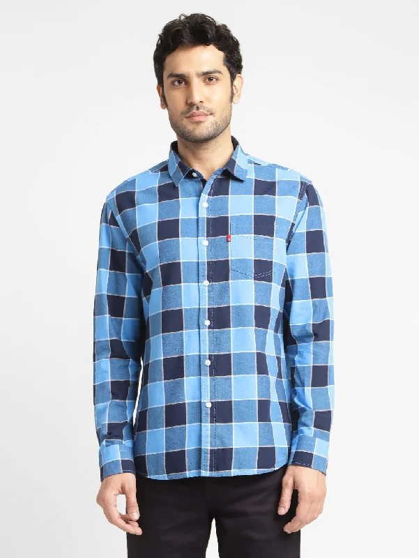 Men's Checkered Spread Collar Shirt Tailored