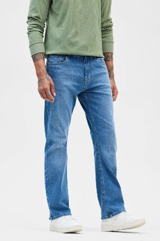 Blue Bootcut Jeans Minimalist Men's Casual 