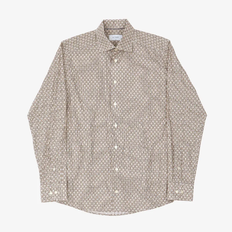 Chain Patterned Shirt Traditional Men's Wool