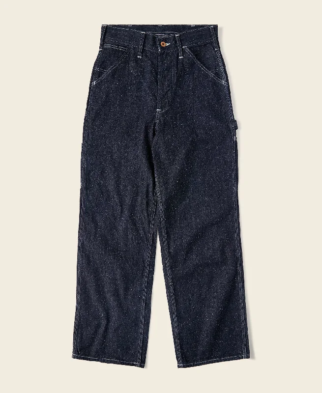 Slub Pearl Yarn Indigo Denim Carpenter Pants Bohemian Men's Free