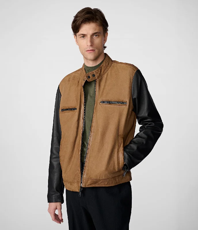 Gary Colorblock Leather Jacket Dynamic Men's Glow