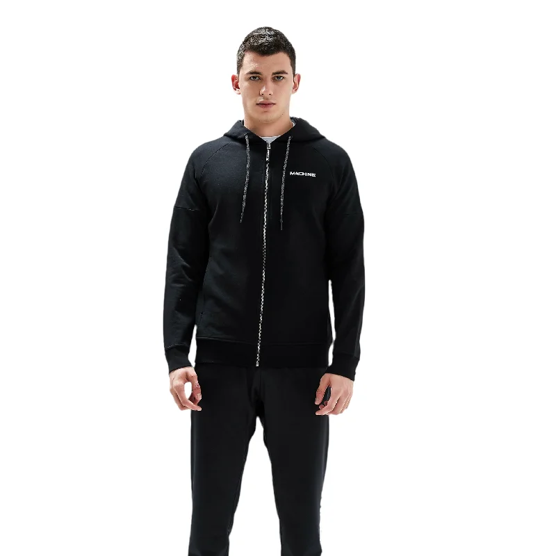 Great Jones Full Zip Cotton Hoodies in Black Edgy Men's Punk