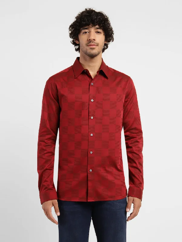 Men's Checkered Slim Fit Shirt Modern Men's Geometric