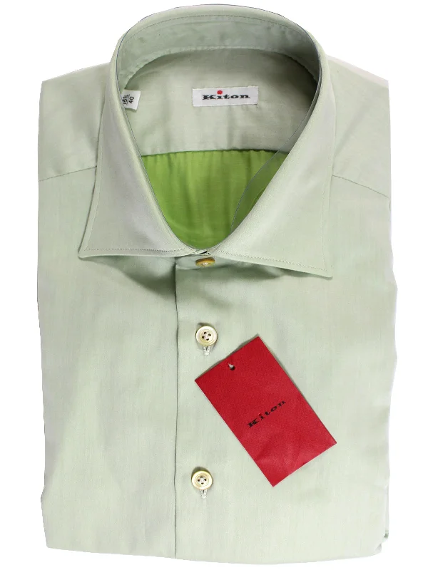 Kiton Dress Shirt Light Green Spread Collar 41 - 16 REDUCED - SALE Cool Men's Skate