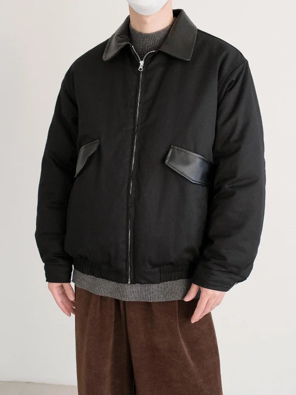 Leather Trim Insulated Jacket Tailored