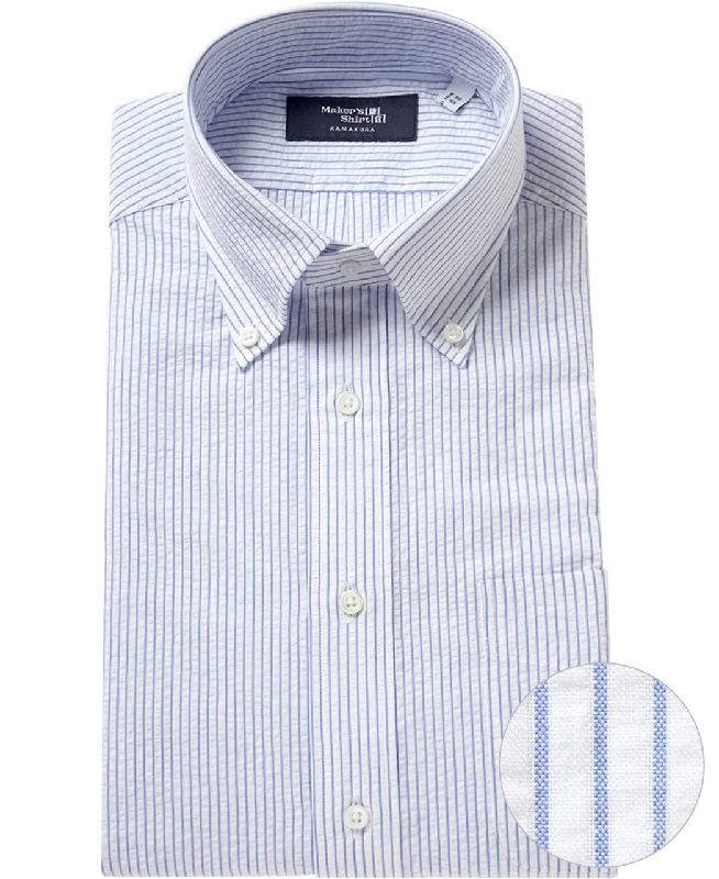 TOKYO SLIM FIT - Button Down Seersucker Refined Men's Classic 