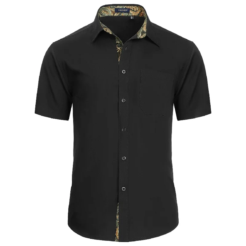 Men's Short Sleeve Shirt with Pocket - A1-BLACK2 Bold Men's Statement