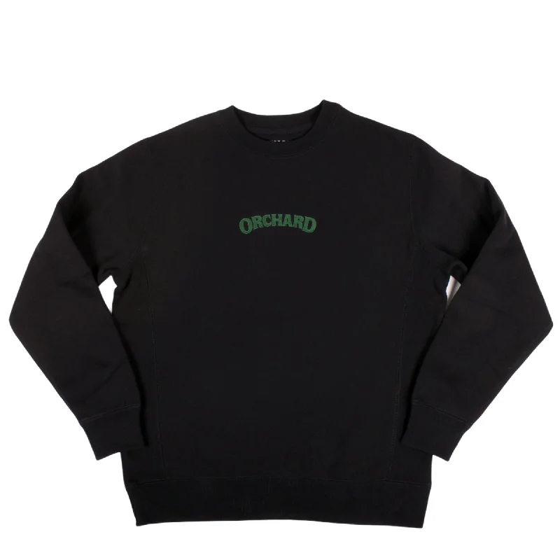 Orchard Cross Weave Text Logo Crewneck Black/Green Laid