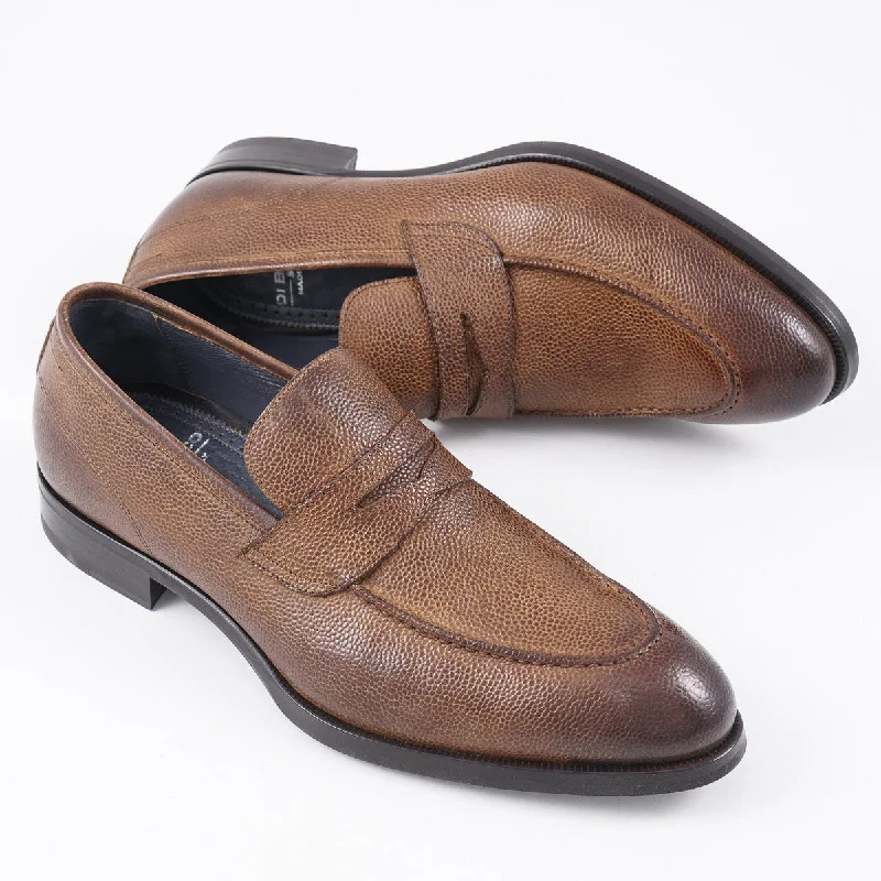 di Bianco 'Brera' Pebbled Leather Loafer Elegant Men's Formal 