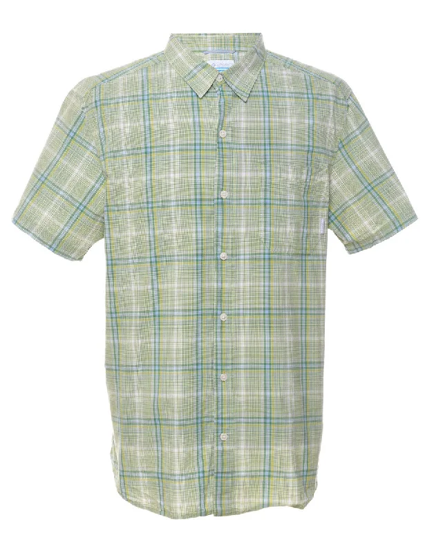 Columbia Checked Green & White Shirt - L Modern Men's 