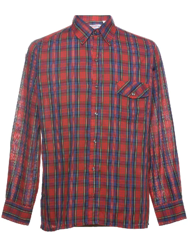 Long Sleeved Checked Shirt - M Youthful Men's Anime